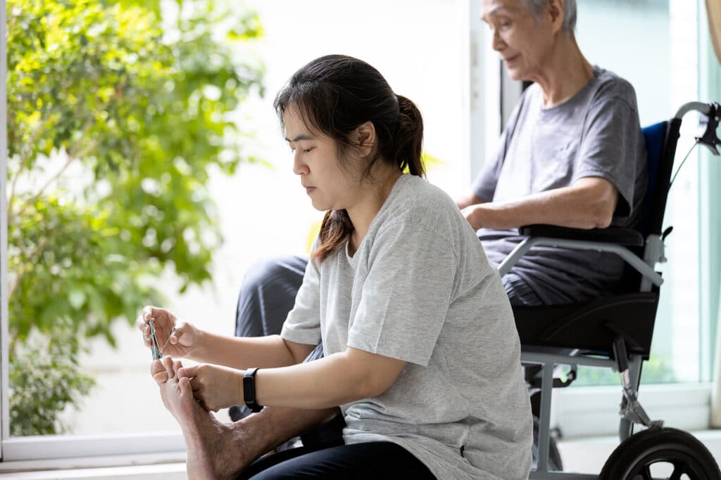 Personal care at home can help with proper foot care, hygiene, and daily support for aging seniors.